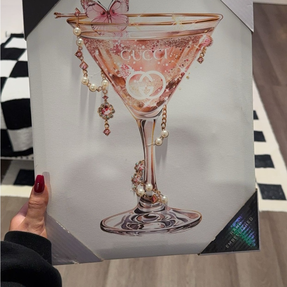 Martini Art with Pink and Gold Details